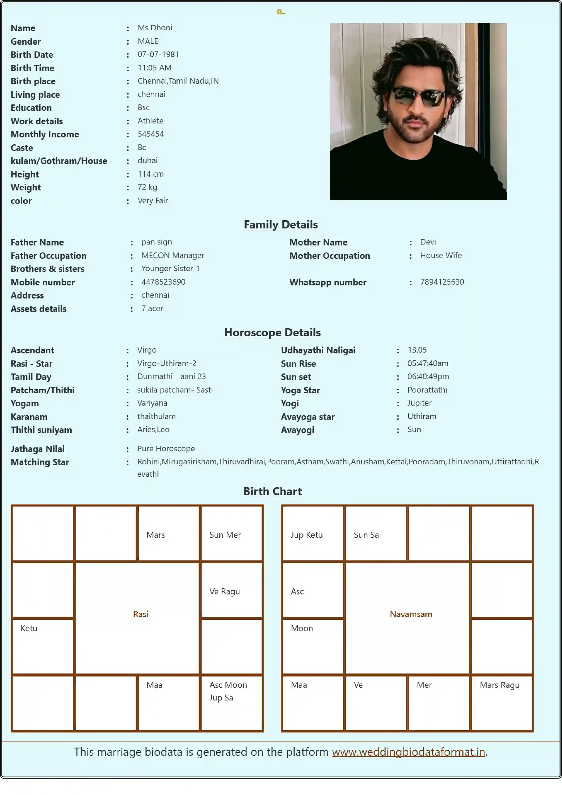 sample bio data template 1
