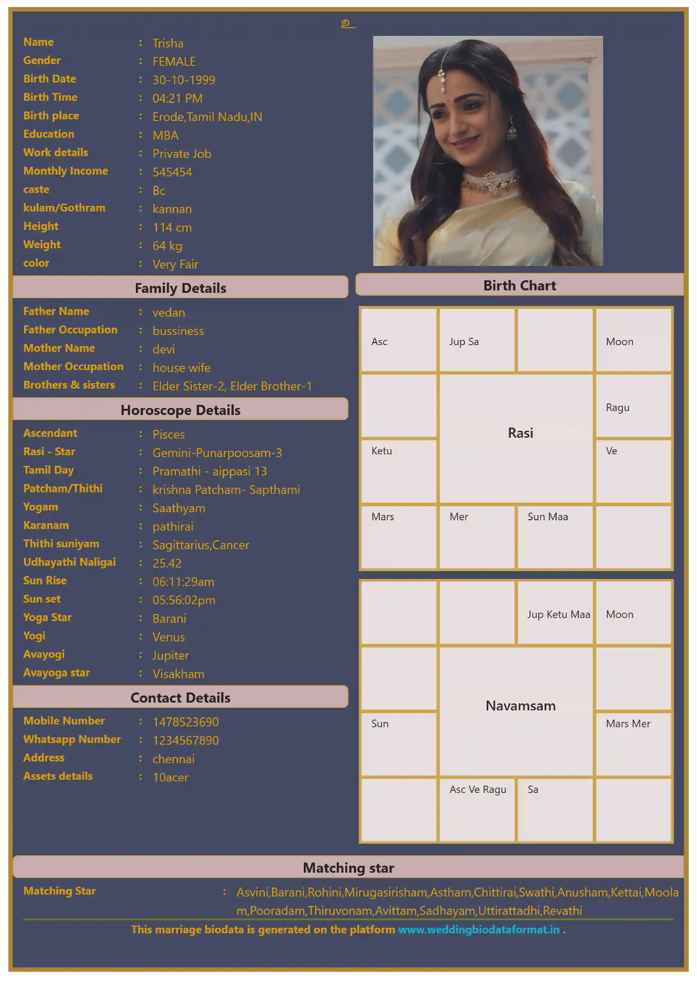 sample bio data template 4